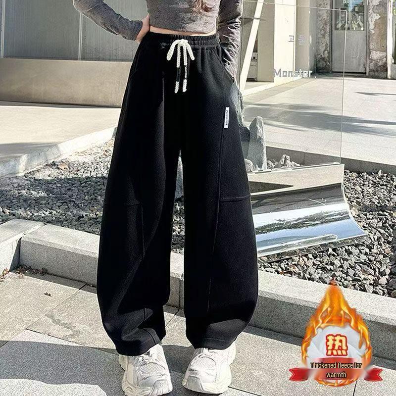 Girls' Wide-Leg Fleece Pants - Autumn/Winter Thickened Casual Sportswear