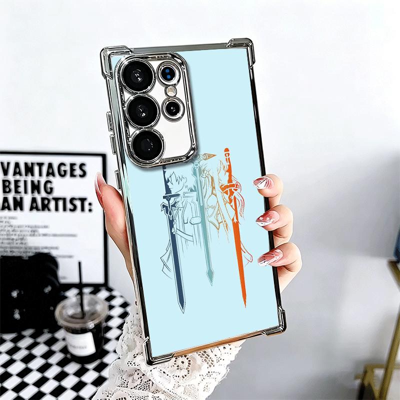 

Sword Art Online Anime Soft Phone Case For Samsung Galaxy S26 Ultra S25 Edge S24 FE S23 Plus S22 S21 + S20 Plating Anti-Fall Fun Samsung S26