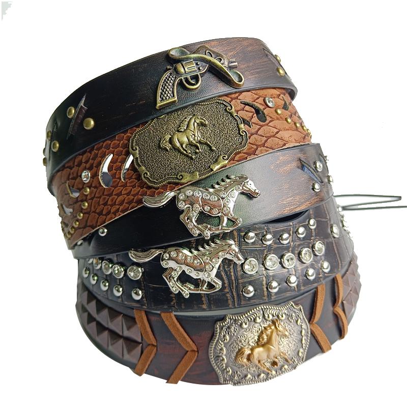 Heart Shaped Cowboy Hat Horse Head Leather Accessory Western Cowboy Hats Vintage Big-edge Gentleman Cowgirl Jazz Hat Holidays