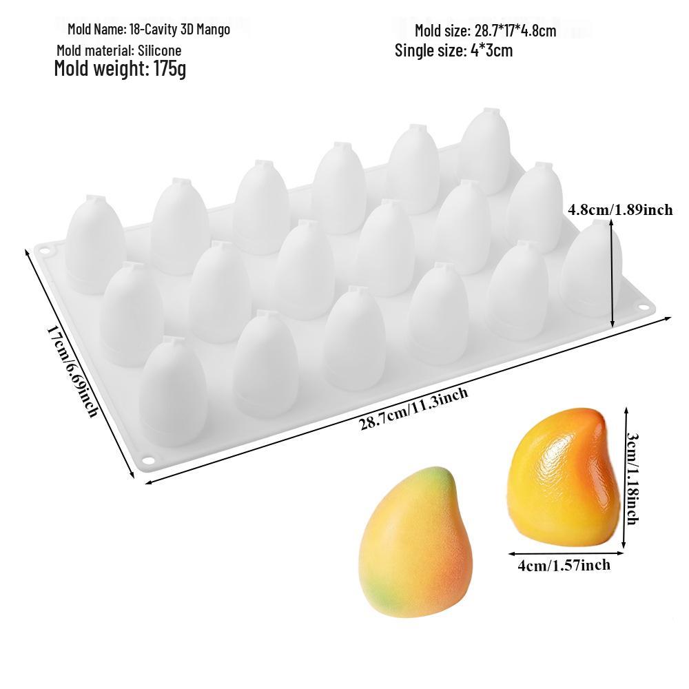 Moldes de Silicona para Mousse de Fruta 3D: Pera, Manzana, Piña, Melocotón, Durian, Frambuesa.