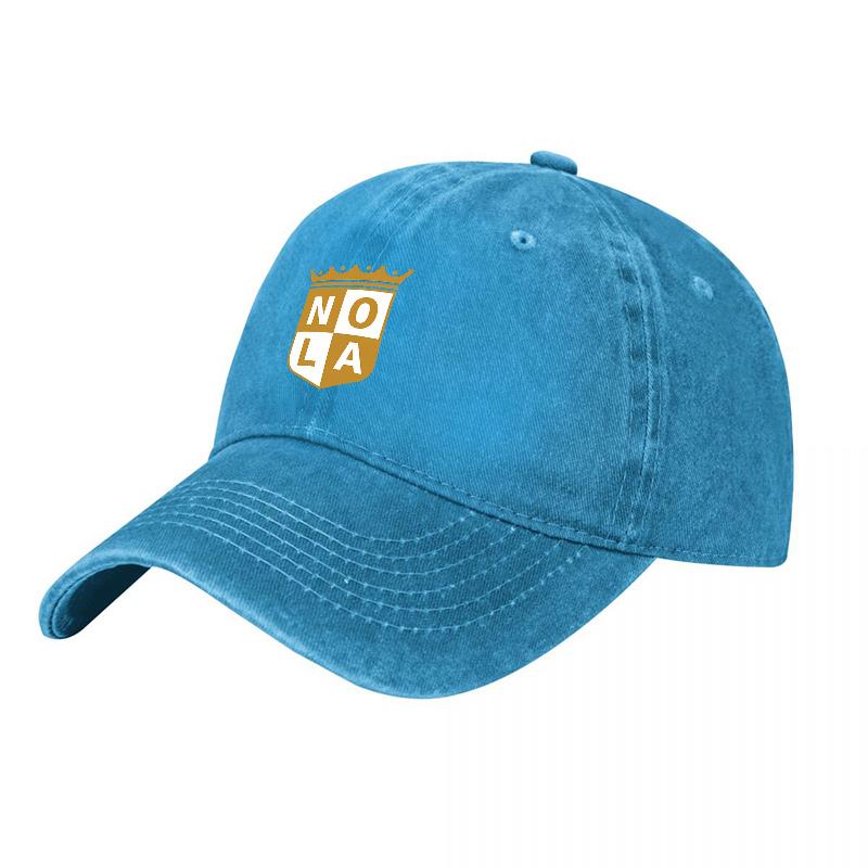 NOLA Shield Gewaschenes Canvas Baseballkappe Dunkelgrau Vintage Verstellbare Mütze Gesticktes Wappen Urbane Mode