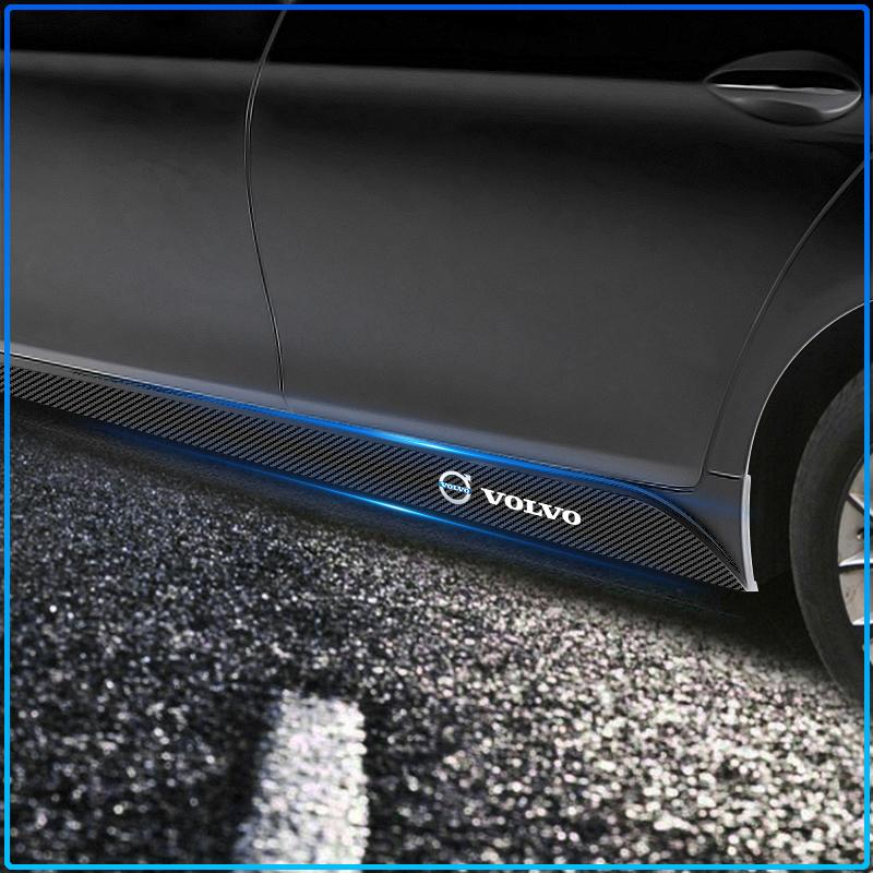 2pcs Carbon Car Door Side Skirt Sill Stripe Sticker Motion Design Decals For Volvo Rdesign XC90 S60 XC60 V70 S80 S40 V50 V40 V60 C30 S70