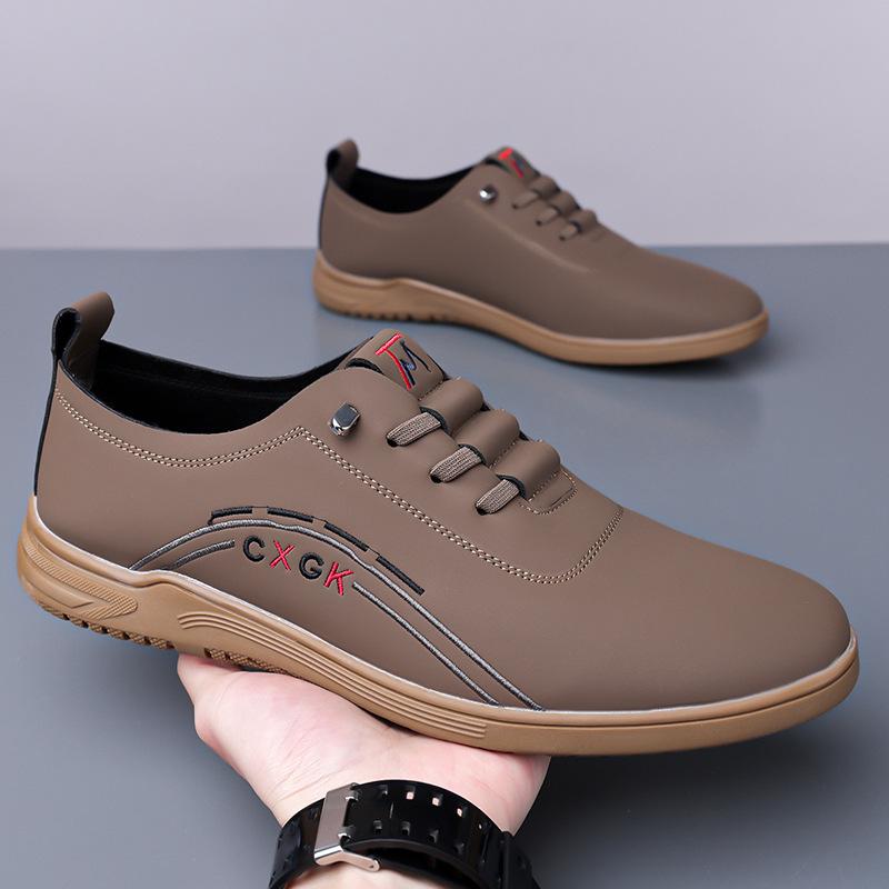 Leather Casual Shoes for Men Breathable White Sneakers Fashion Driving Walking Tennis Shoes for Male Business Office Flats Shoes