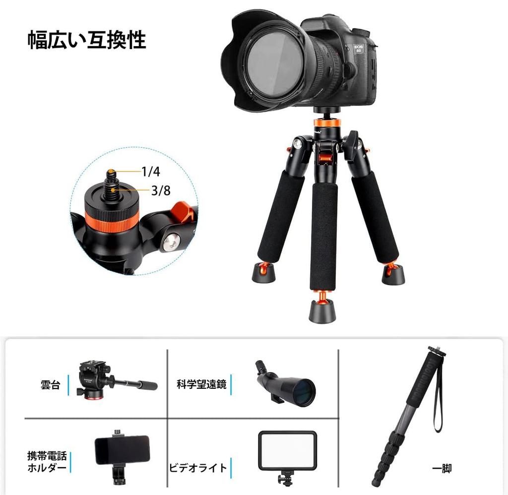 Koolehaoda Camera Monopod with Detachable Tripod Aluminum 6 Levels of Telescopic Inches 177 Leg Diameter Inches Load Capacity Lbs 360 Degree Panorama