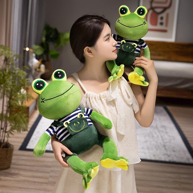30Cm Kawaii Green Frog Plush Toy Stuffed Cartoon Dressed Animal Doll Cute Decor Plushie Gift