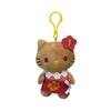 Adorable Cartoon Black Cat Plush Keyring with Surfing Beach Ring Pendant