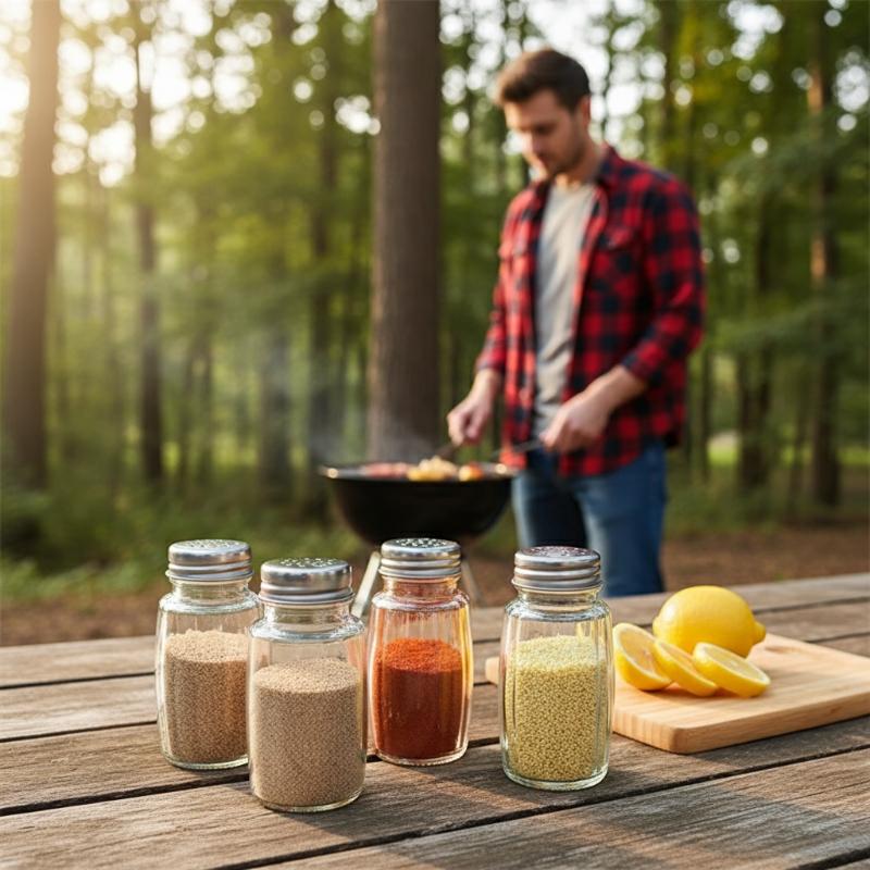 Kitchen Glass Salt Jar with Lid 2pcs Spice Container for Pepper Airtight Seasoning Bottles Storage for Home Cooking