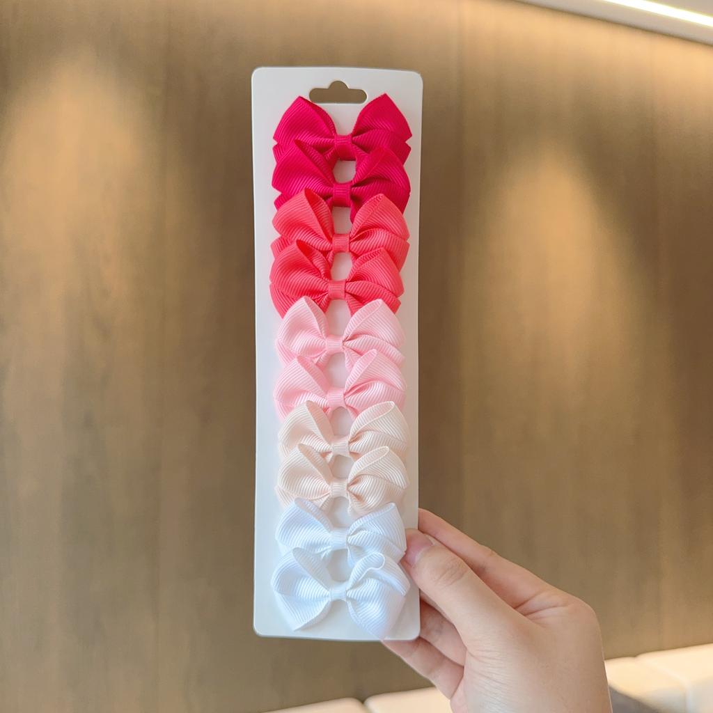 10Pcs Soft Cotton Bow Hairpin Girl Sweet Design Hairpin Color Block Delicate Hairgripe Barrettes Kawaii Child Accessories