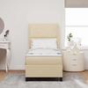 LED Box Spring Bed with Headboard Cream 80 X 200 Cm Fabric