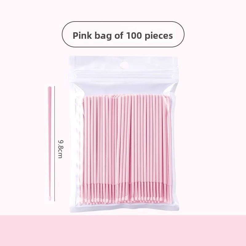

100 шт. Ватные палочки с тонкой головкой для снятия ресниц, специальные косметические, с этикеткой для тату bag of 100pcs светло-розовый