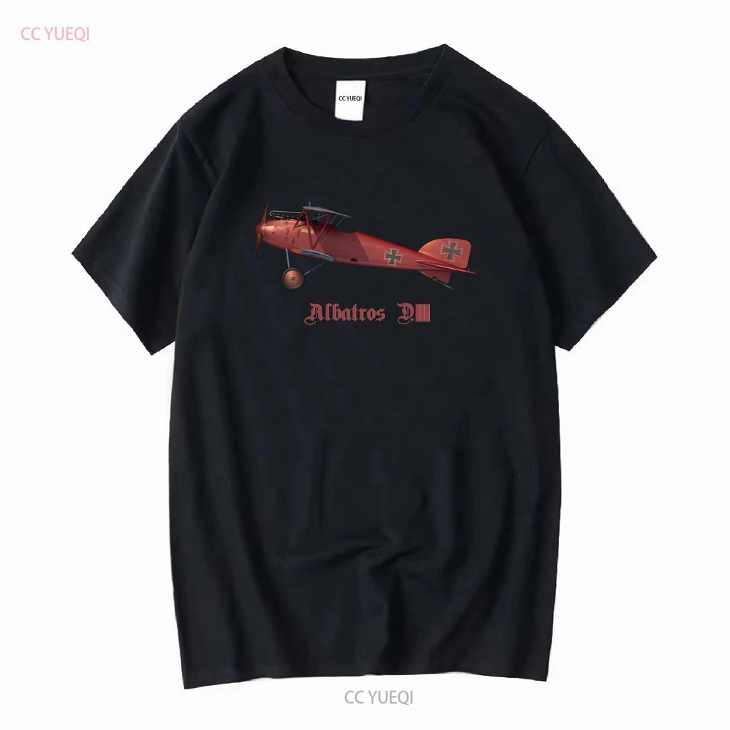 WW1 German Fighter Albatros D III Jersey  T Shirt long or sleeves vintage Washed graphic fashion Versatile Stretched Slightly