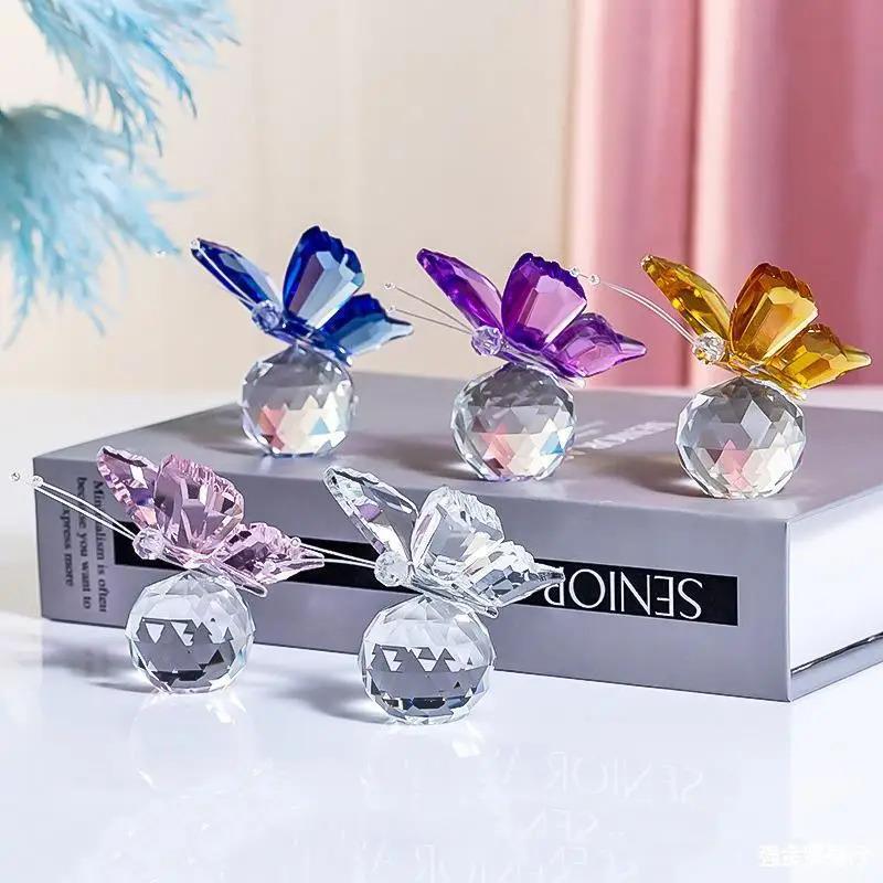 Three-dimensional Butterfly Crystal Ornament, Wedding Decoration, Handmade Glass Craft, Tabletop Decoration, Souvenir Gift