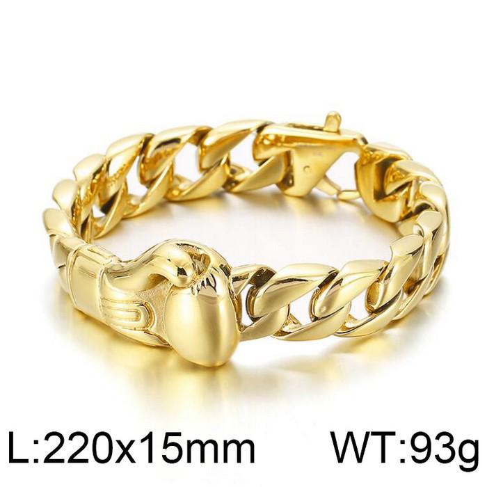 Punk-Style Men's 316L Stainless Steel Cuban Chain Bracelet with Boxing Glove Charm