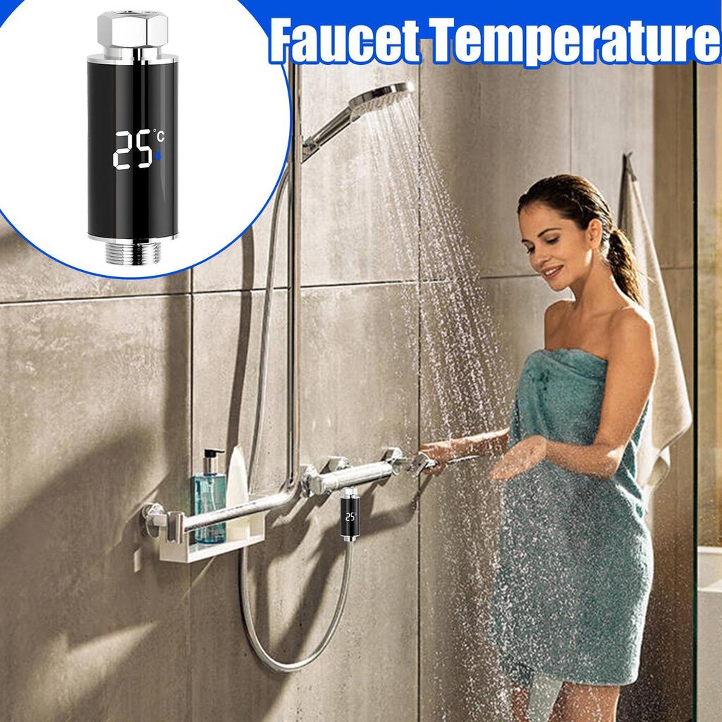 Shower Head Thermometer Waterproof LED Digital Display Water Temperature Meter Color-coded Indicator Smart Temperature Meter
