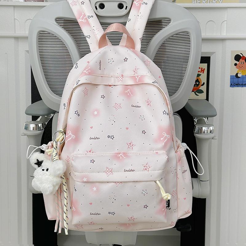New Schoolbag, High-aesthetic Japanese Instagram-style Sweet Star Backpack, Junior High School Student Backpack for Women, Lightweight Commuter
