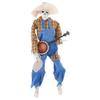 Spooky Skeleton Banjo Halloween Decoration With Vibrant Red And Yellow Plaid Design For Home Party Supplies Durable Plastic Construction