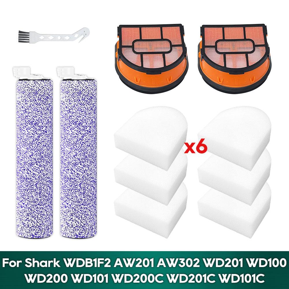 Compatible for Shark WD201/ WD201C / WD100 / WD101 / WD200 / AW201 / AW302 HydroVac Vacuum Accessories Roller Brush Filter