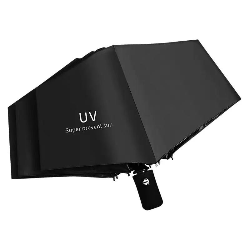 UV automatic black rubber sunshade, dual-purpose sun and rain protection, UV resistant folding sunshade