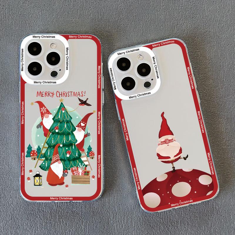 New Year Christmas Santa Claus Clear Phone Case for IPhone 15 Pro Max 14 13 12 11 Pro Max 15 14 7 8 Plus X XR XS Cute Back Cover