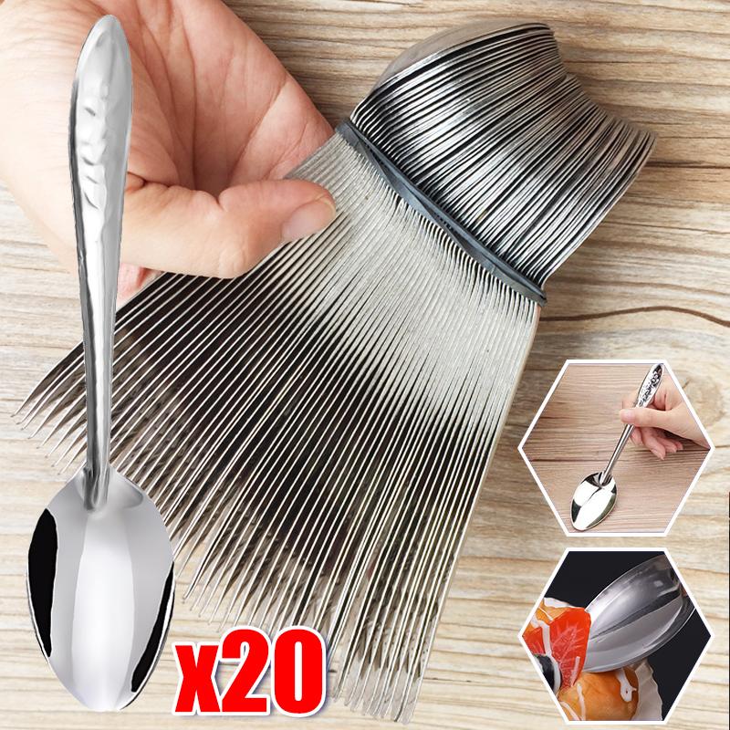 

20/5PCS Stainless Steel Soup Spoon Silver Flatware Teaspoon Rice Dinner Dessert Watermelon Spoons Tableware Kitchen Utensils 5PCS
