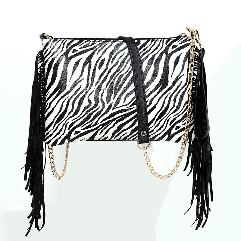 PU Leather Crossbody Bags for Women Zebra Print Patchwork Shoulder Handbags Designer Tassels Wristlet Clutch Wallet