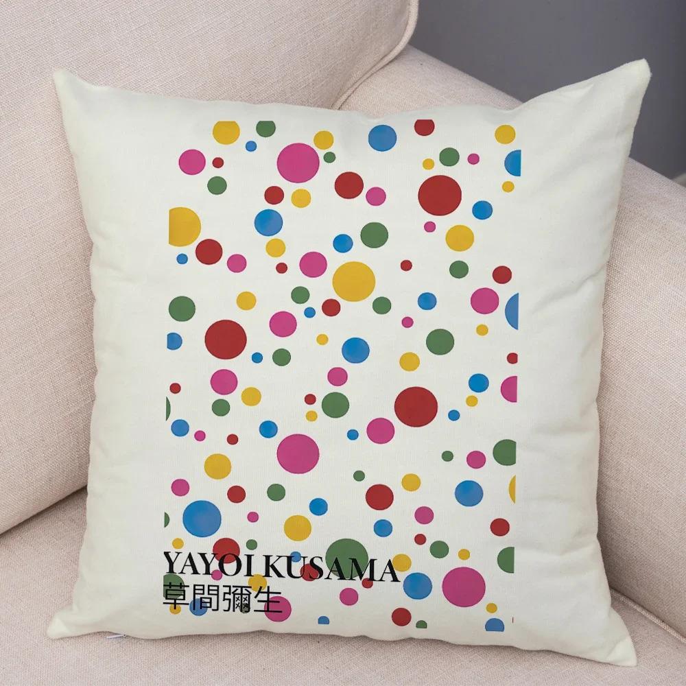 Nordic Style Yayoi Kusama Pumpkin Cushion Cover Decor Double Print Vintage Pillow Case for Sofa Home Car Plush Throw Pillowcase