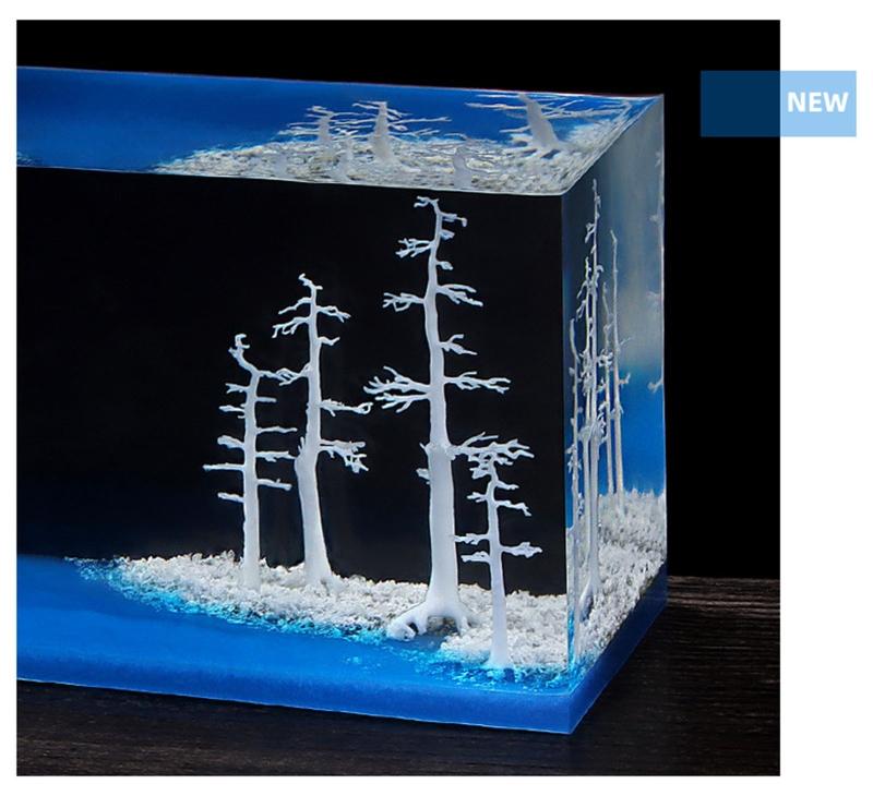 4/5/6/7/8/9cm Mini Mikrofält Landskap Träd Harts Trädmodell 3D Stereoskopiskt Träd Bordsdekoration Hem DIY Verktyg