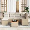 Ensemble de Canapé de Jardin 7 pièces avec Coussins Beige Poly Rotin Acacia, Canapé de Jardin 2 places avec Rangement&amp; 3356146