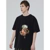 Black T Shirt with Hands Holding Money and Chain Pendant Print for Casual Streetwear Style