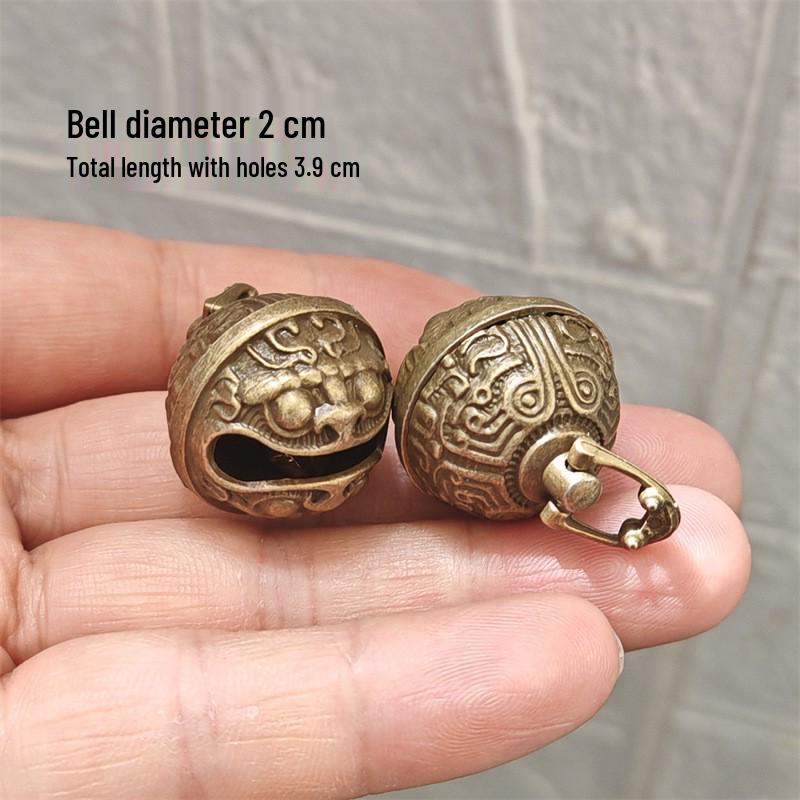 Buddhist Heart Sutra Bell Keychain Pendant, Brass Alloy, 6-word Mantra, Car Jewelry