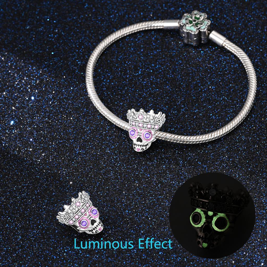 Charms Original Copper Plated Romantic Crown Skull Beads Fit Bracelet Diy Gift Women Delicate Jewelry Accessory