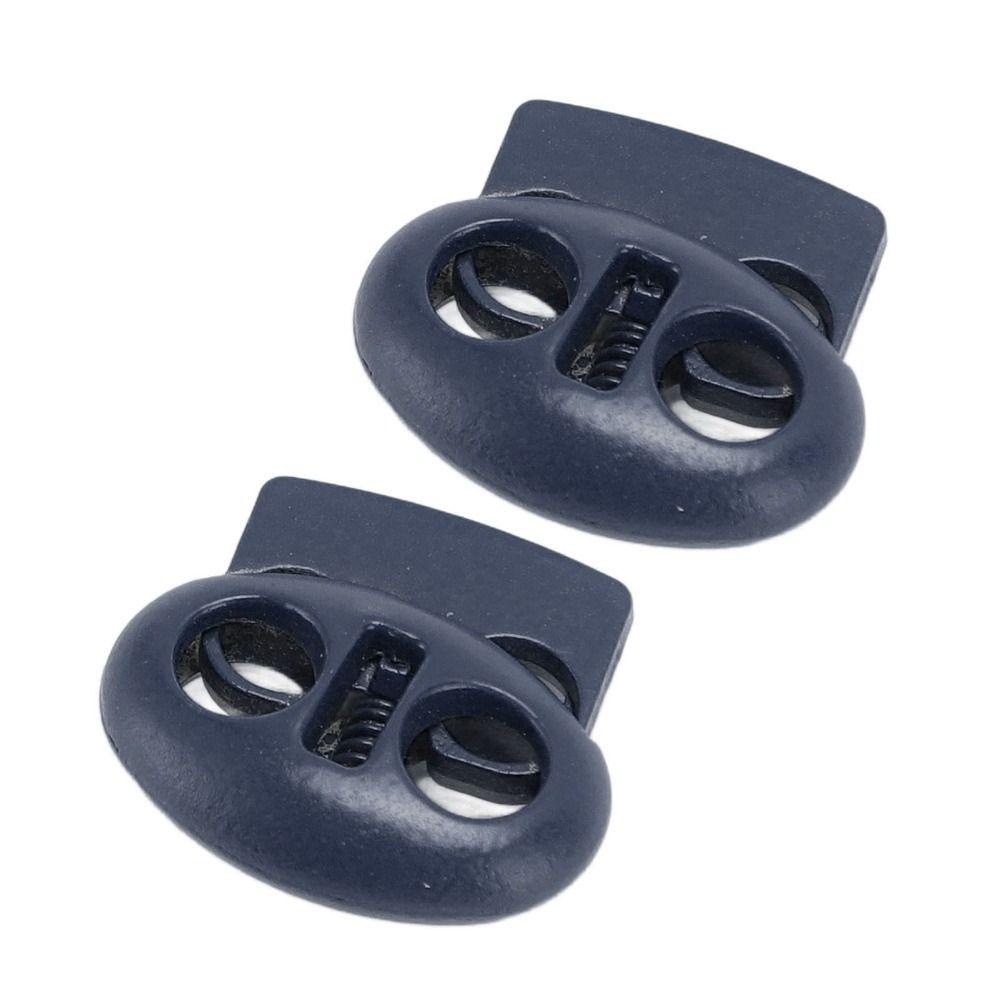 30pcs Fluorescent Green & Dark Blue Spring Stopper Fasteners Double Hole Toggles For Drawstrings