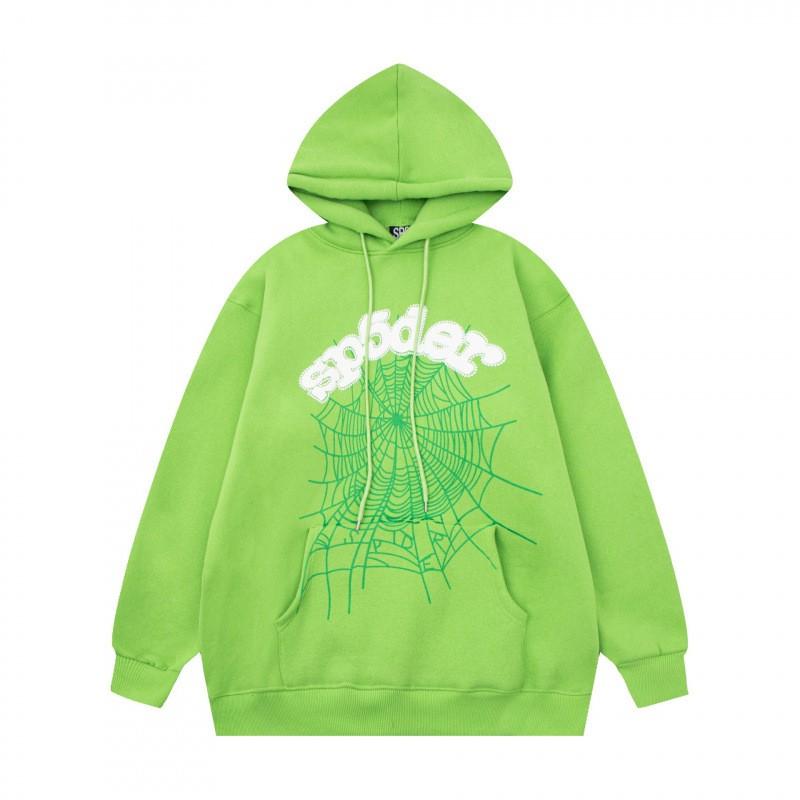 Sp5der Hoodie Unisex Oversized Cotton Pullover With Foil Letter Print Fall Casual Streetwear