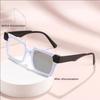 Light-sensitive Color-changing Mirror Personalized Color-blocking Flat-light Mirror Retro Square Frame Myopia Glasses 6132