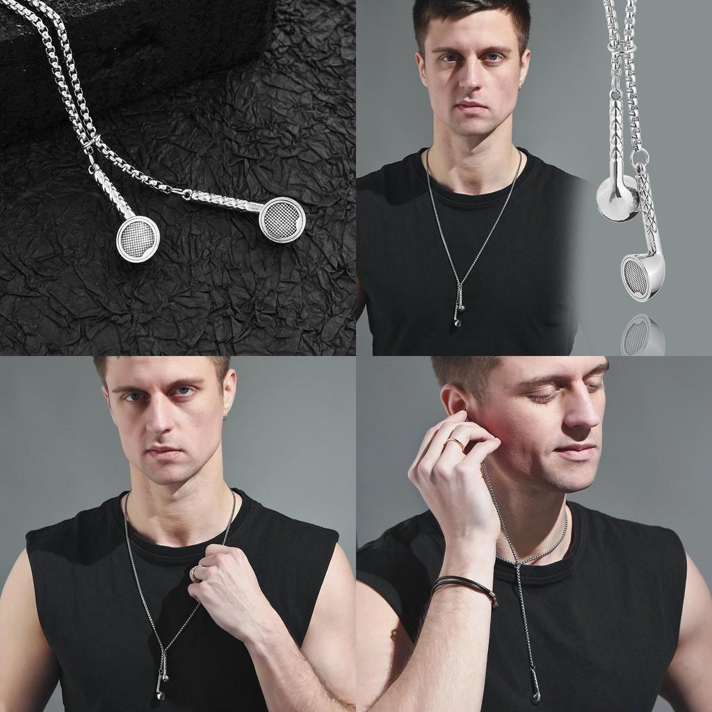 Shape Earphone Trendy Necklace For Men And Women Stylish Titanium Jewelry Steel