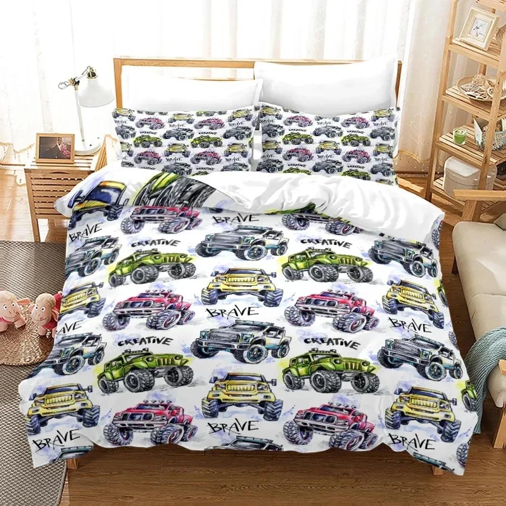 3D Print Anime Monster Jam Bedding Set Duvet Cover Sheet Printed Bed Set Pillowcase Bed Full Queen King Size Comforter Bedroom