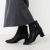 Genuine leather cushioned soft boots made in Japan by HIMIKO, 5.5cm heel with belt part design, 653401, black, size 235