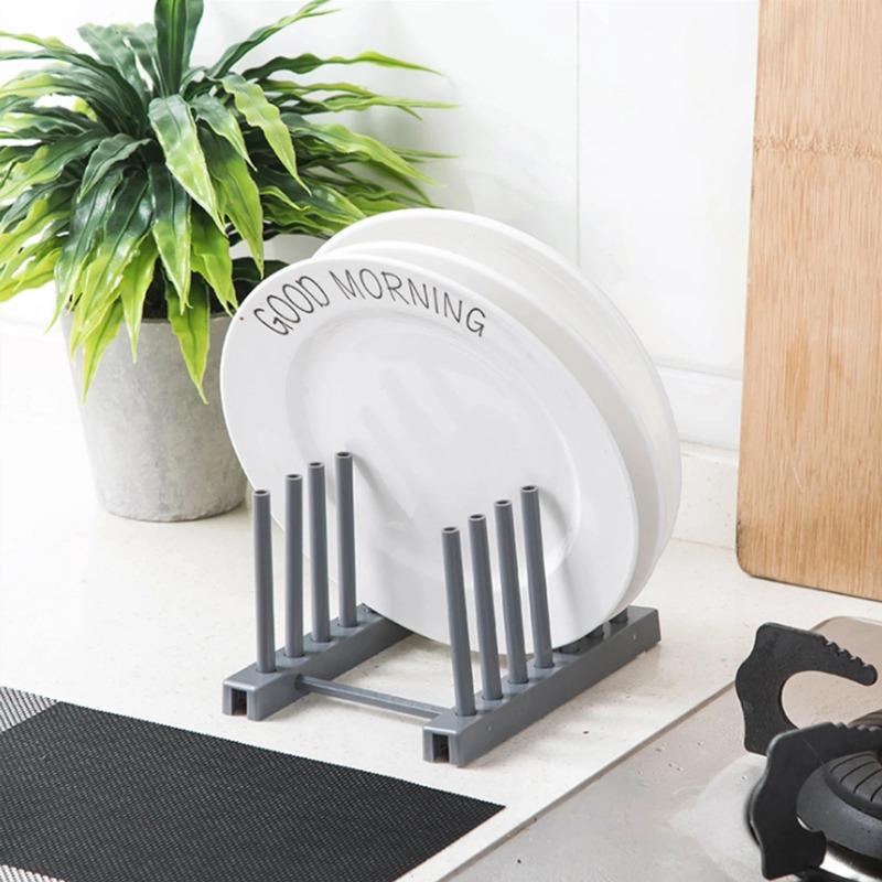 Home Plastic Dish Rack Kitchen Supplies Storage Draining Rack Removable Shelf Plate Pot Lid Rack Kitchen Organizer Novel Gadgets