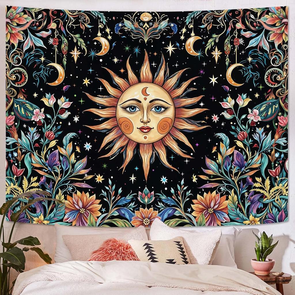 VIKAMA Butterfly Flower Moon Wall Hanging Tapestry Bedroom Living Room Dorm Home Decor