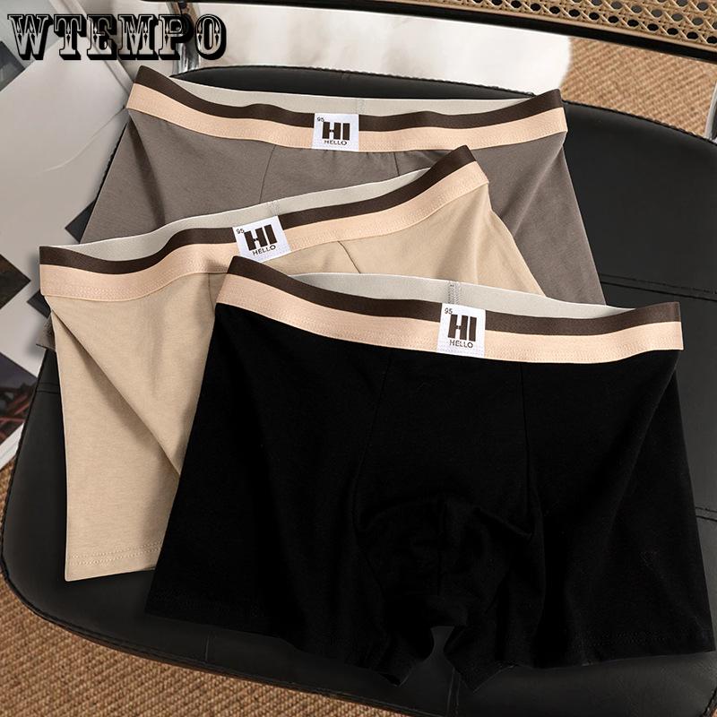 3pcs Men's Underwear Men's Youth Shorts Comfortable and Breathable Mid Waist Flat Angle Pants Boxer Brief