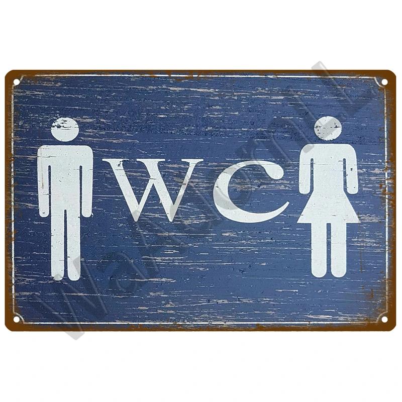 Plakát plechová cedulka WC WC Plakáty Vintage Nástěnné Plakáty Plechová cedule Dekorativní talíř Kuchyně Plakát Kovové Vintage dekorace Příslušenství