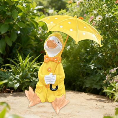 Ente hält Regenschirm Statue Harz Figur Kreatives Sammlerstück Handwerk Gartendekoration Tier