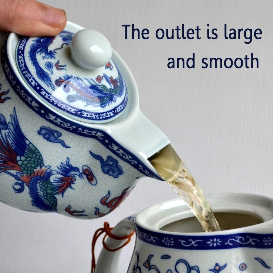 Yxhupot Teapot 15oz Blue White Porcelain China Stainless Steel Infuser Flower cihu mudan
