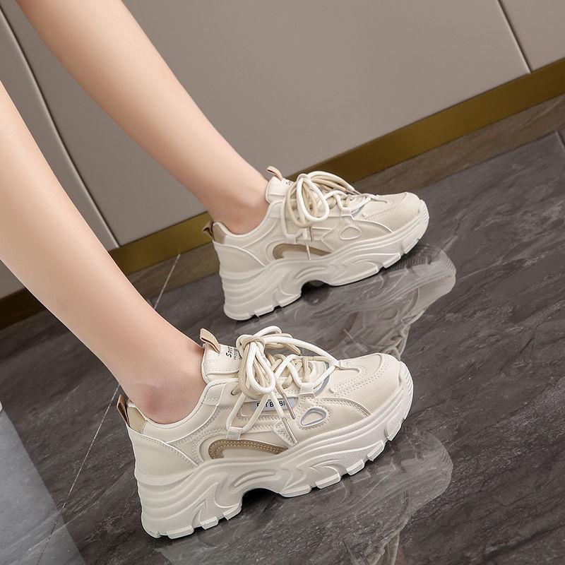 Women's Genuine Leather Waterproof Non-Slip Running Shoes - Dad Style, Soft Sole, Autumn Collection, Small Feet Fit.