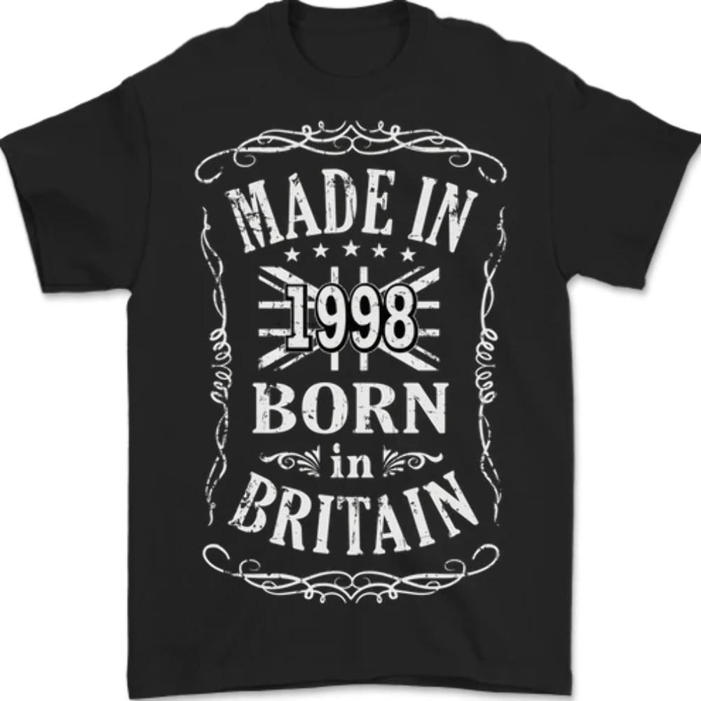 Born In Britain 28th Birthday Made 1998 Mens T-Shirt 100% Cotton XL