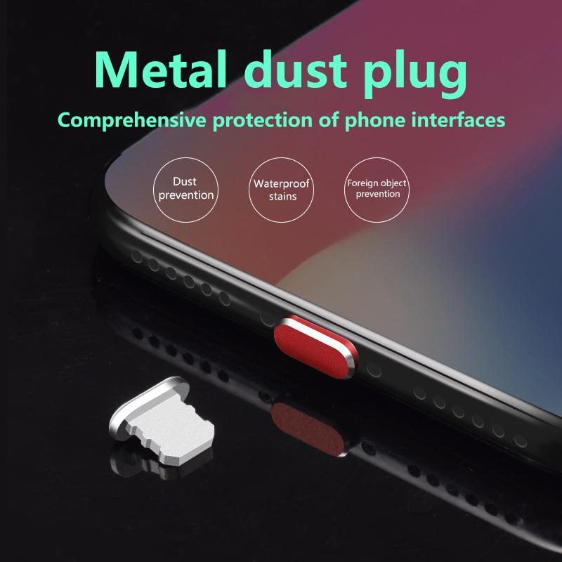 2Pcs Aluminum Alloy Anti Dust Plug For 14 13 12 Pro Max 11 Mini Xr 8 Plus Series Lightning Port Cove