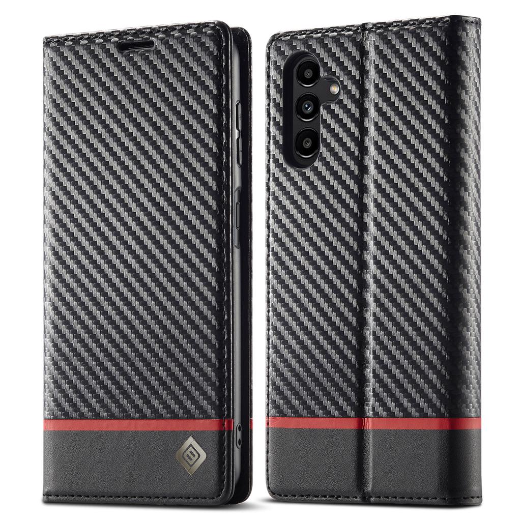 LC.IMEEKE for Samsung Galaxy A14 4G/5G Carbon Fiber Texture Anti-drop Phone Case Leather Wallet Stand Phone Cover