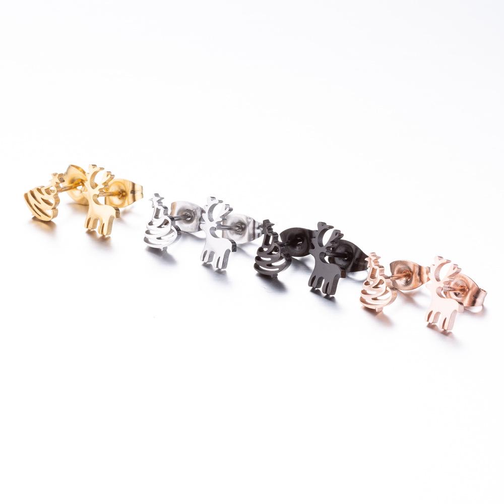 Japanische & Koreanische Asymmetrische Ohrringe mit kleinem Reh - Damen Niedliches & Schlichtes Weihnachtsbaum-Design