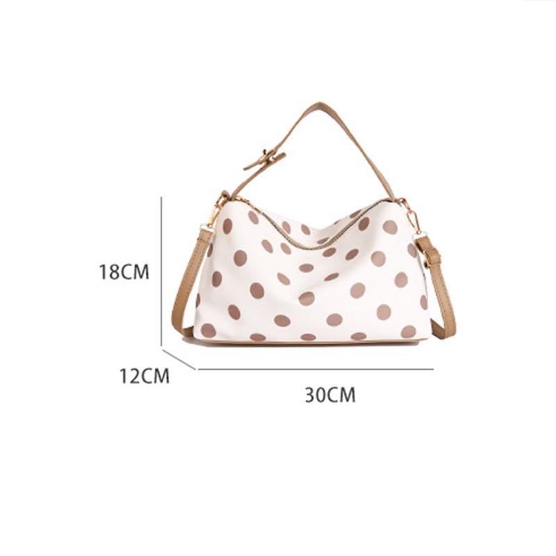 Yogodlns Borsa a tracolla a pois retrò alla moda Borsa a mano in PU di grande capacità Design a blocchi di colore squisito Borsa a spalla in pelle