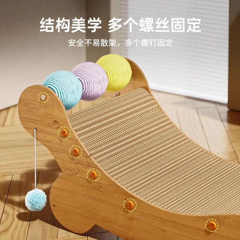 Upright Cat Scratcher Lounge Chair With Sisal Rope Wooden Frame Large Cats Durable Scratch-Resistant Design